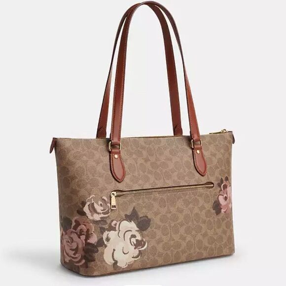 Coach Gallery Tote Shoulder Bag In Signature Canvas With Rose Print purse - Picture 11 of 13